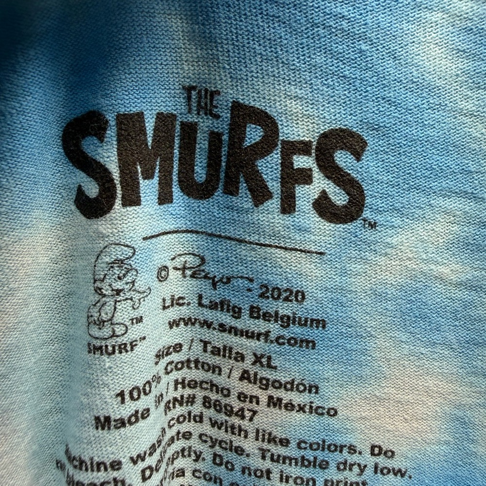 Blue Smurfs Graphic tie dye T-Shirt sz XL (13ax) - Picture 2 of 3